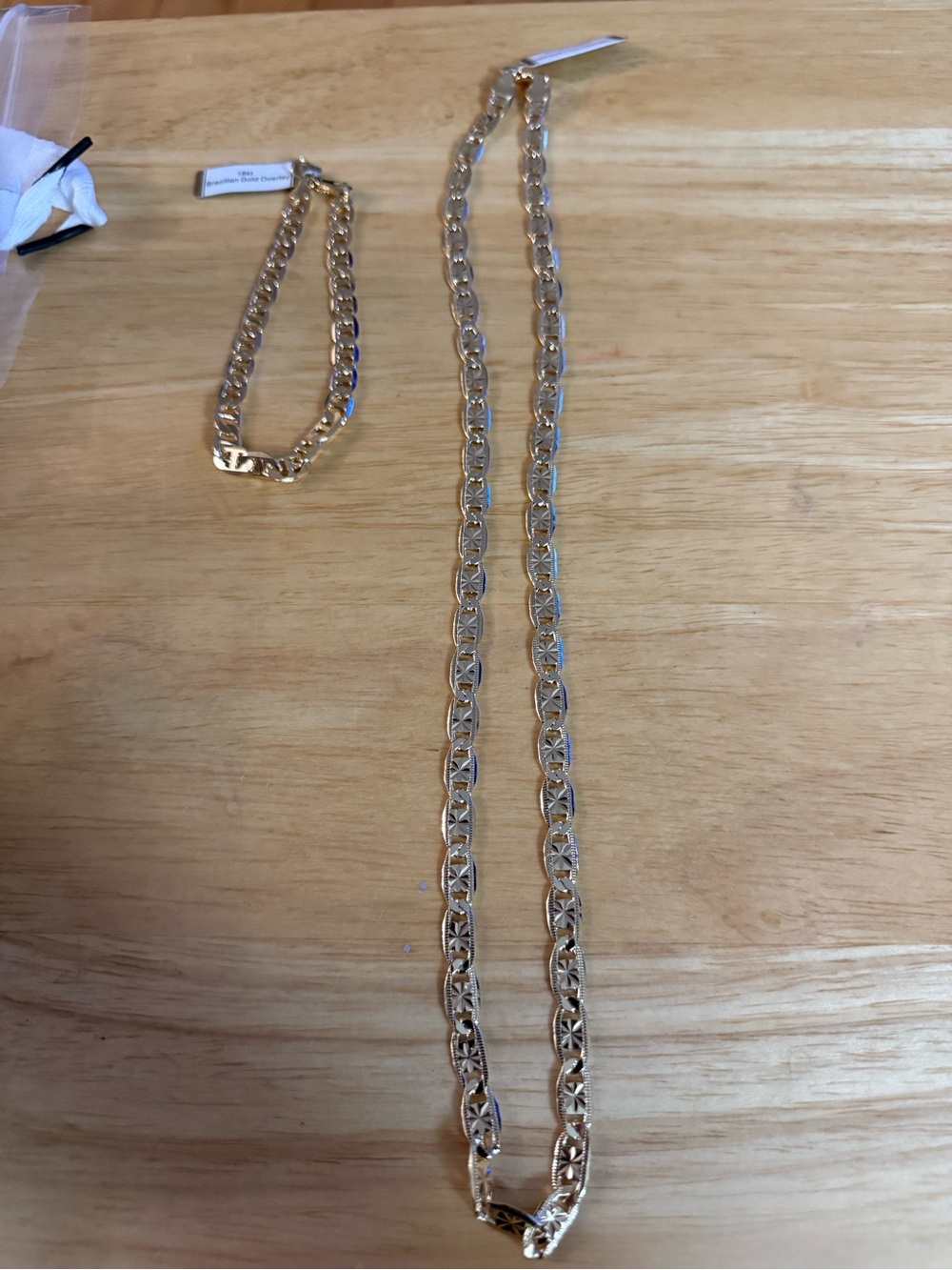 Gold Link Necklace and Bracelet Set - Women Accessories
